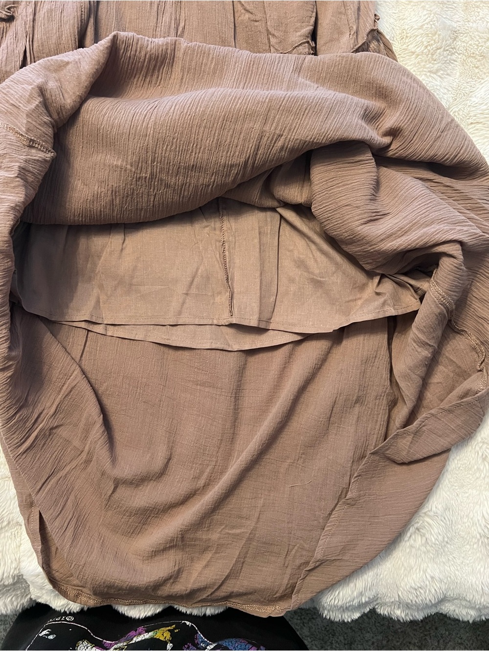 Three Bird Nest Boho Flowy Brown Tiered Maxi Skirt - Picture 5 of 6